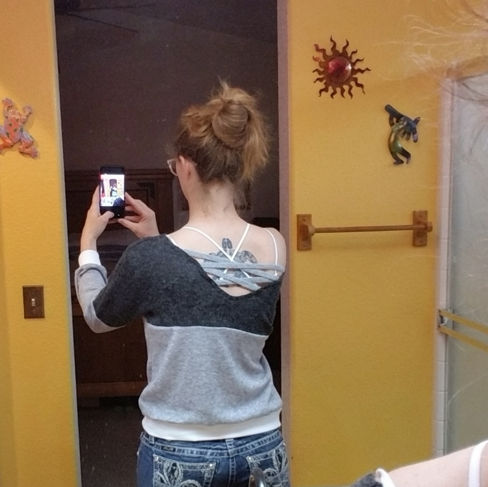 Cross back sweater